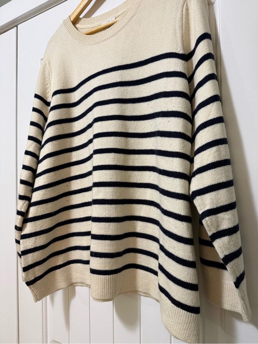J.Jill Striped Cream and Navy Button-Shoulder Women's Sweater 2X - Picture 3 of 7